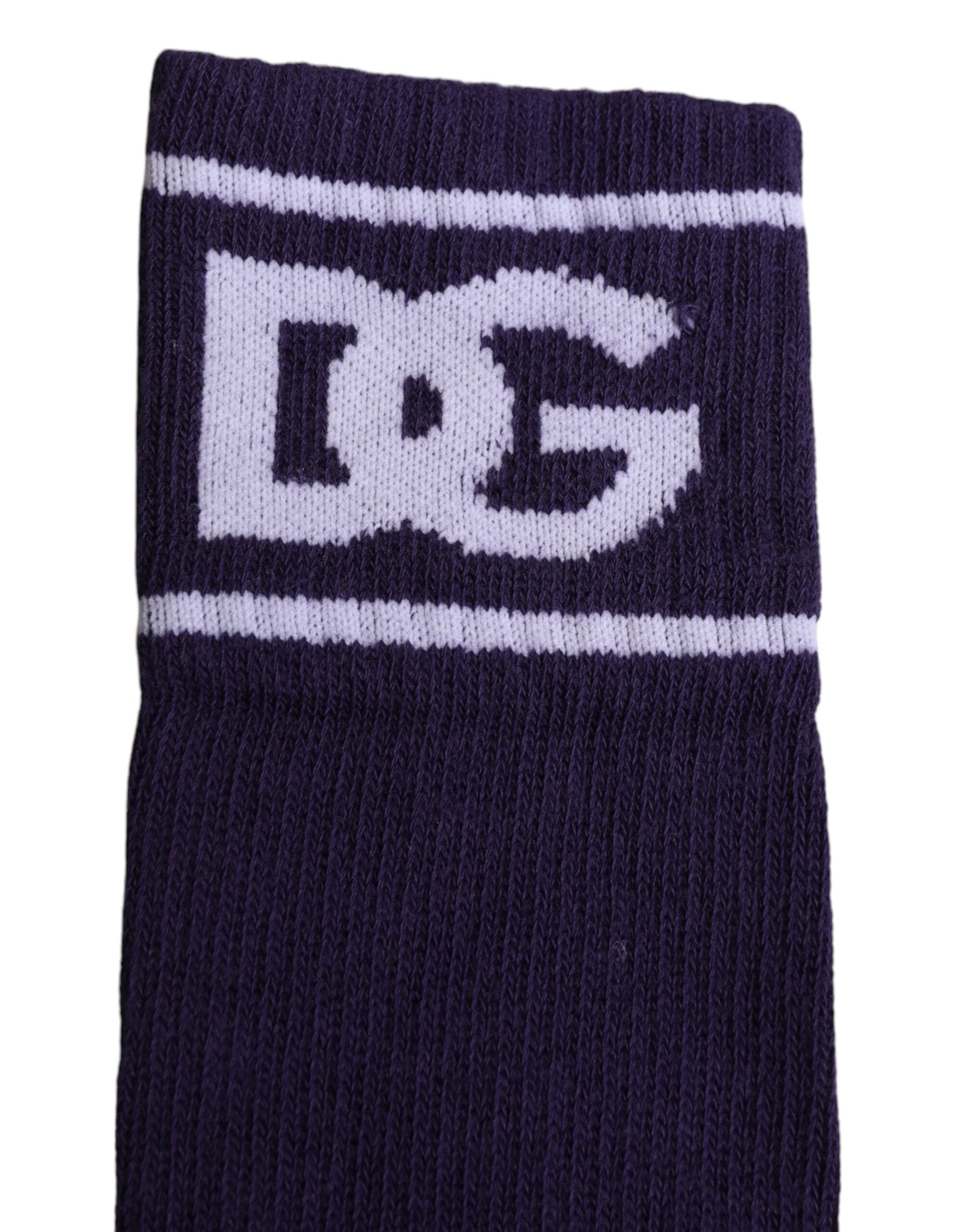 Dolce & Gabbana Lila Baumwolle DG Logo Print Zehensocken