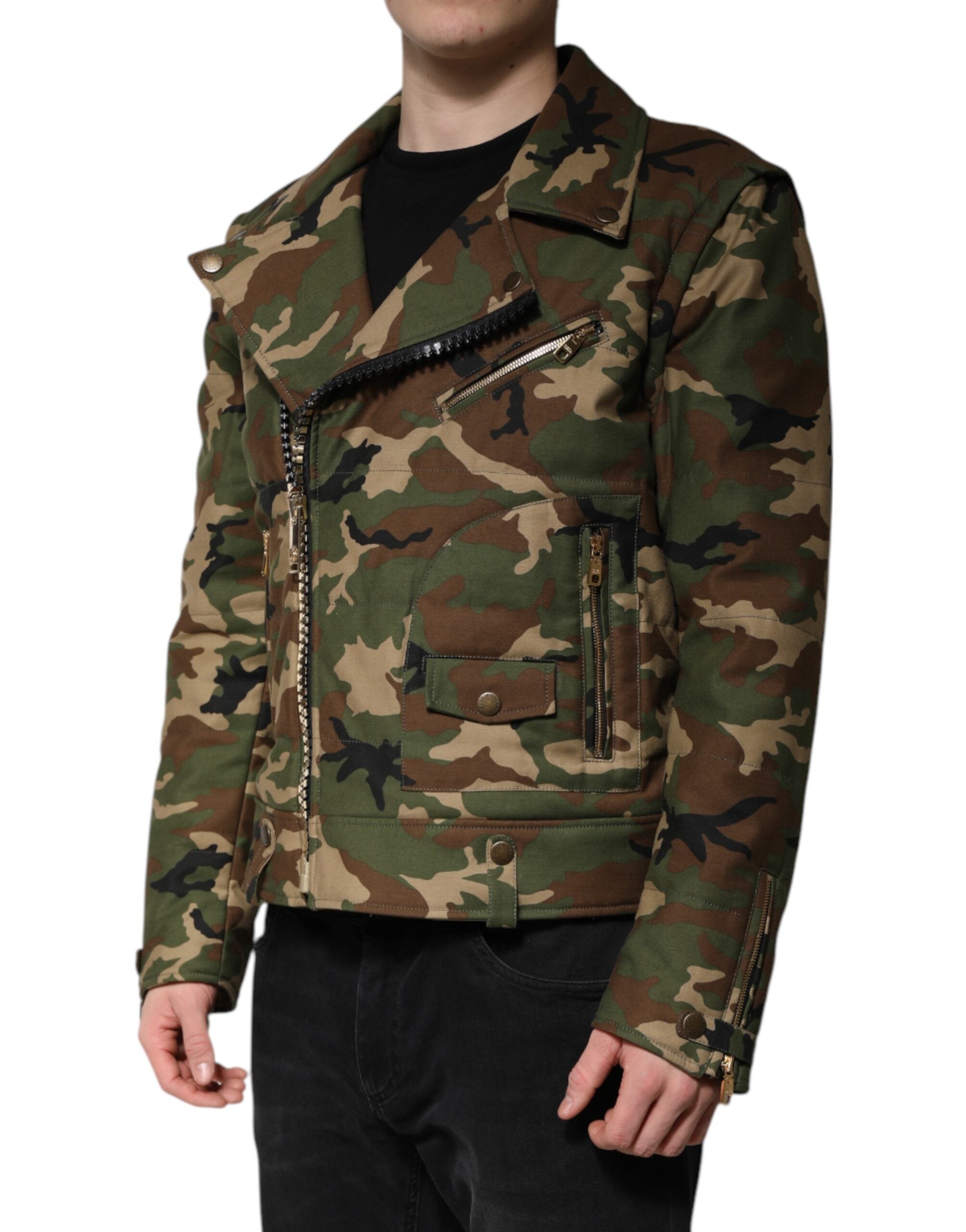 Dolce & Gabbana Bikerjacke aus mehrfarbigem Nylon mit Camouflage-Muster