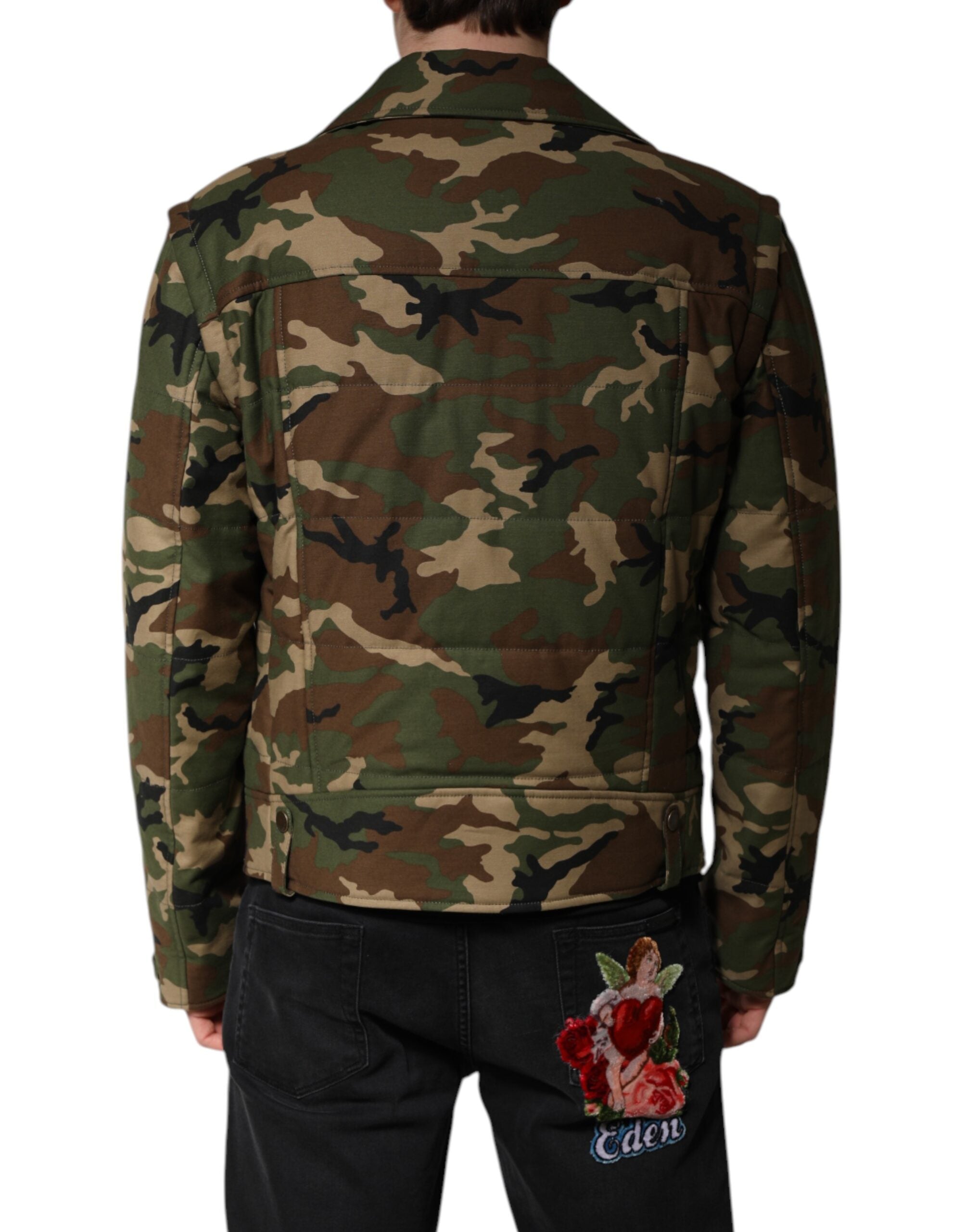 Dolce & Gabbana Bikerjacke aus mehrfarbigem Nylon mit Camouflage-Muster