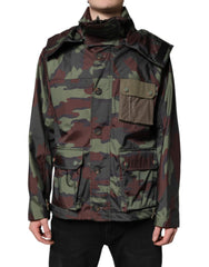 Dolce & Gabbana Multikleurige Camouflage Jas Met Knoopsluiting En Capuchon