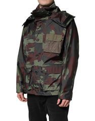 Dolce & Gabbana Multikleurige Camouflage Jas Met Knoopsluiting En Capuchon