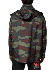 Dolce & Gabbana Multikleurige Camouflage Jas Met Knoopsluiting En Capuchon