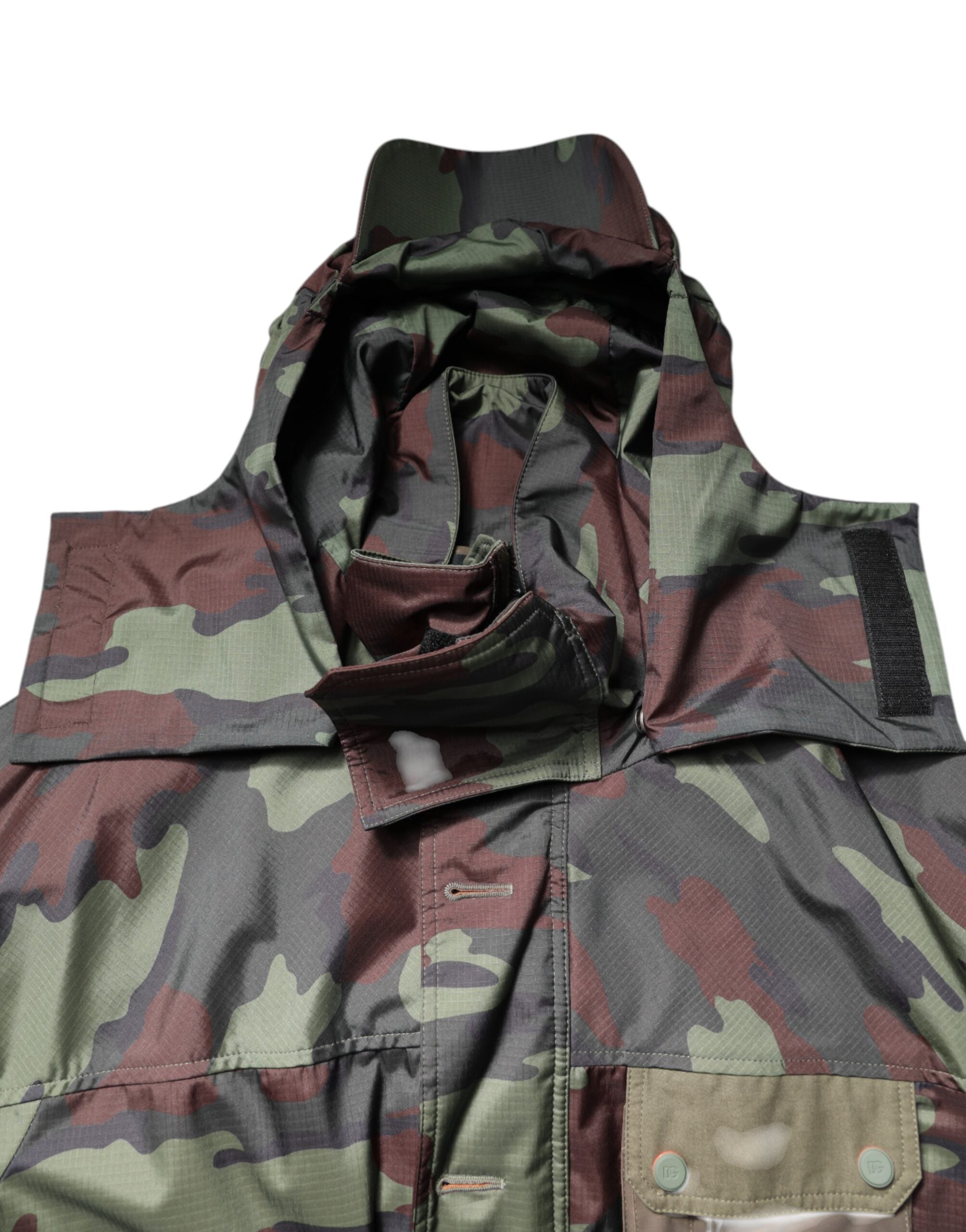 Dolce & Gabbana Multikleurige Camouflage Jas Met Knoopsluiting En Capuchon
