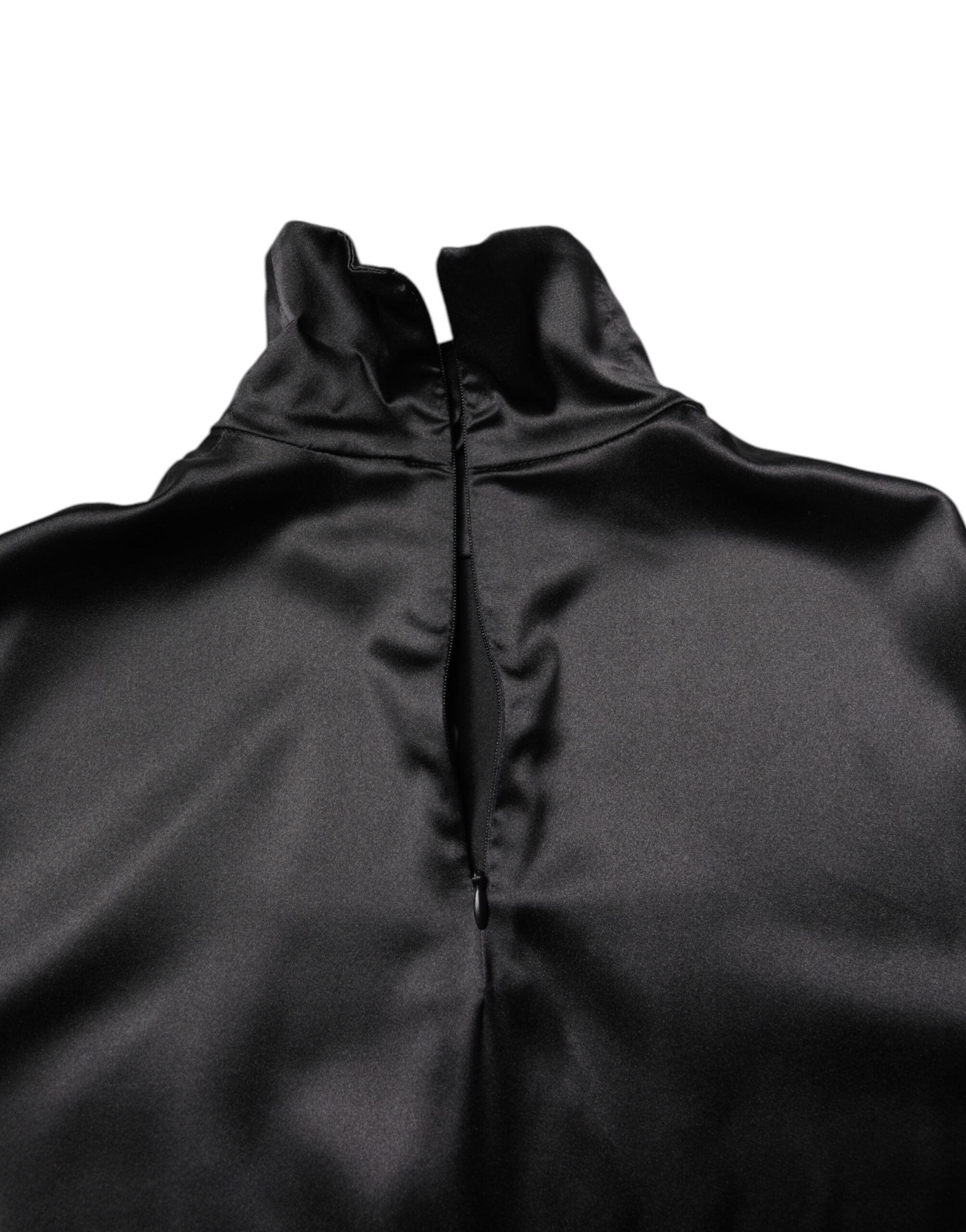 Dolce & Gabbana Schwarzer Herrenpullover aus Seide mit Rollkragen