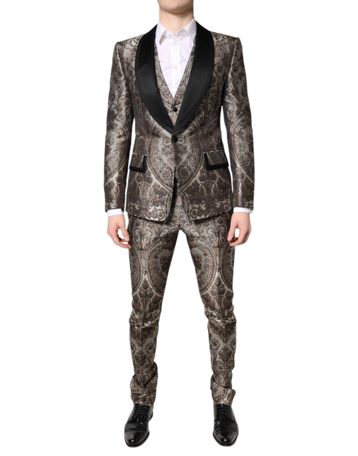 Dolce & Gabbana Mehrfarbiger Jacquard Einreihiger 3-teiliger Anzug