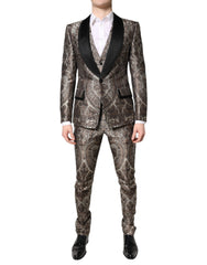 Dolce & Gabbana Mehrfarbiger Jacquard Einreihiger 3-teiliger Anzug