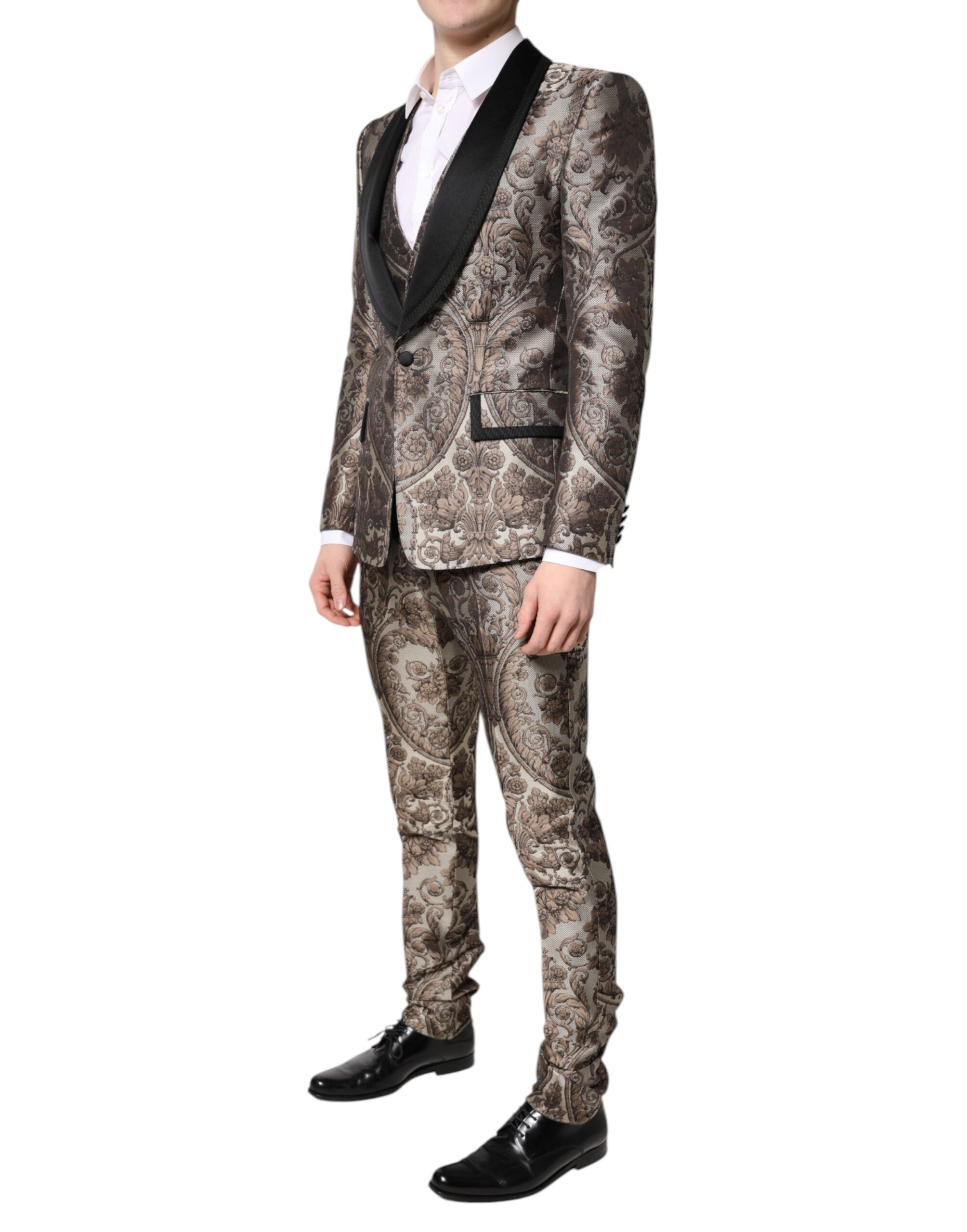 Dolce & Gabbana Mehrfarbiger Jacquard Einreihiger 3-teiliger Anzug