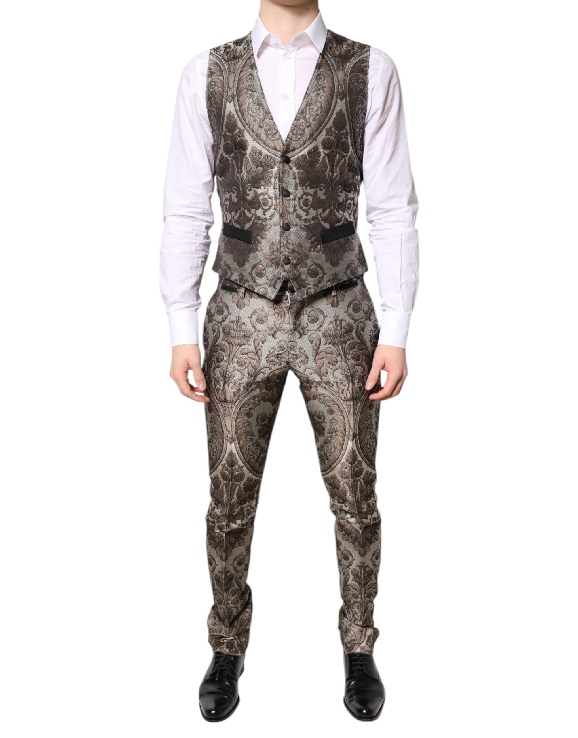Dolce & Gabbana Mehrfarbiger Jacquard Einreihiger 3-teiliger Anzug