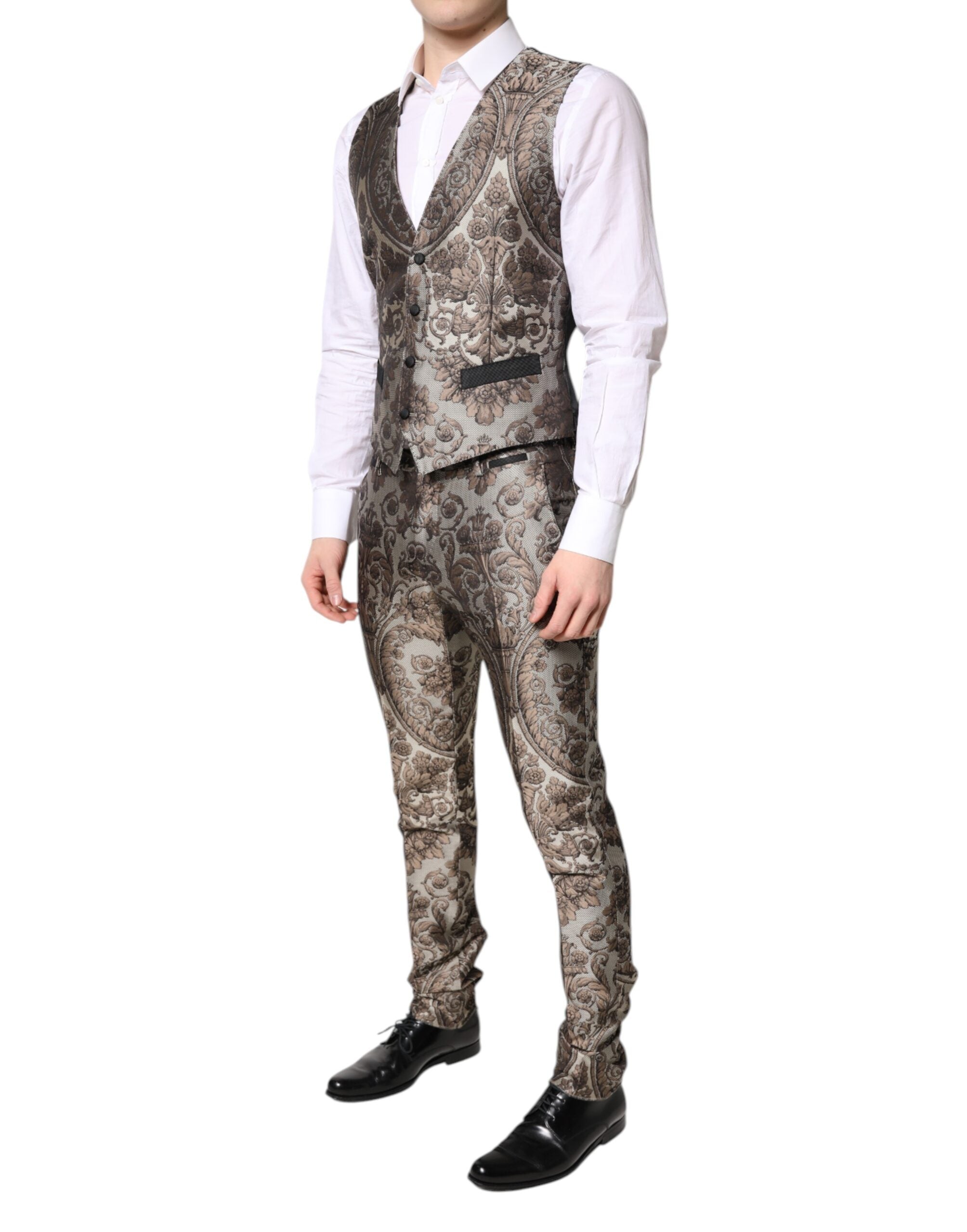Dolce & Gabbana Mehrfarbiger Jacquard Einreihiger 3-teiliger Anzug