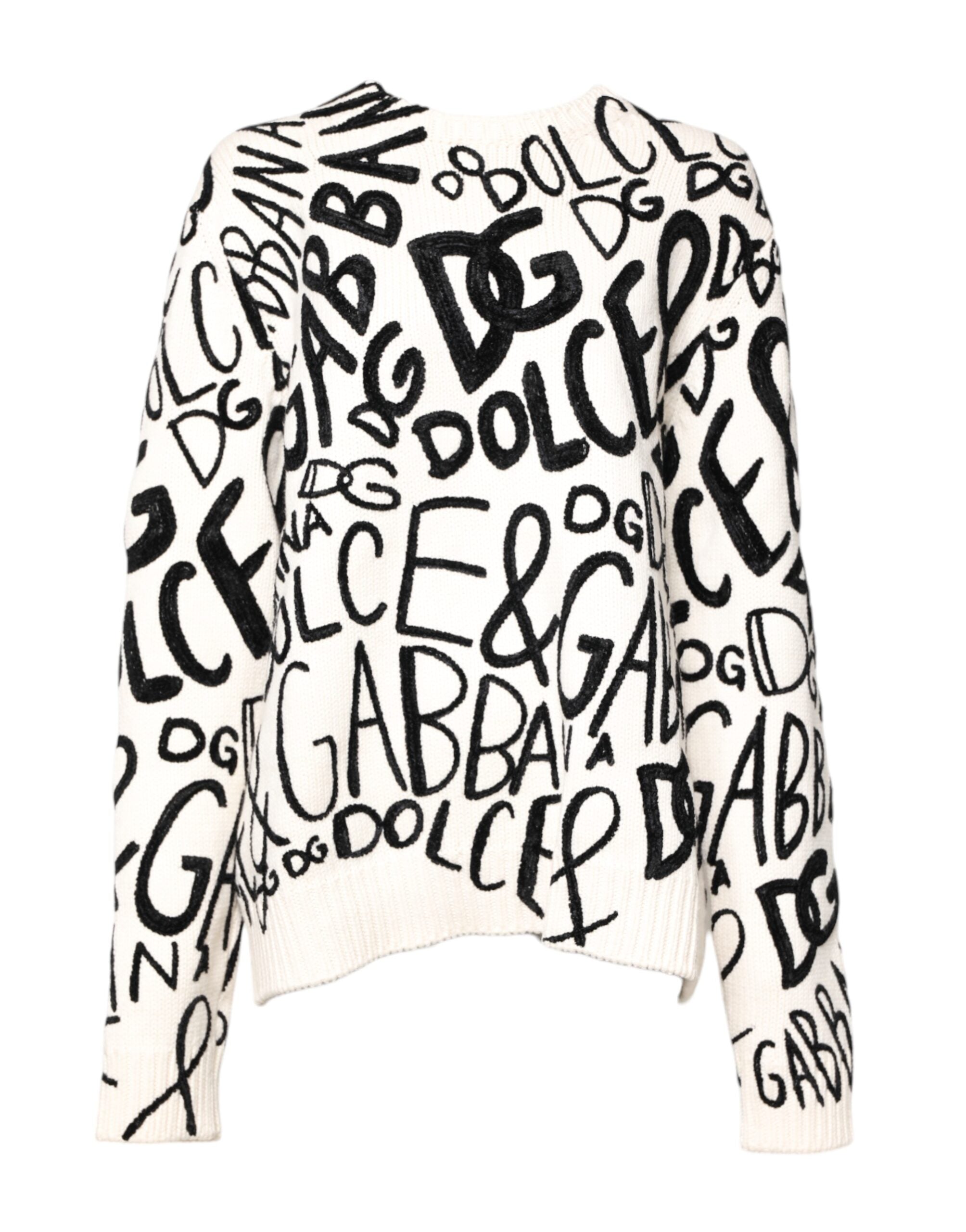 Dolce & Gabbana Damen Pullover Sweater mit weißem und schwarzem Logo-Print
