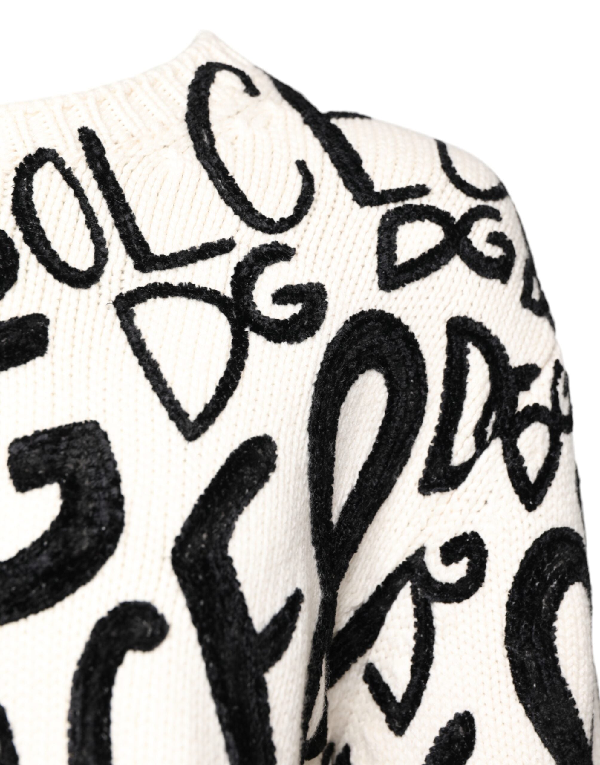 Dolce & Gabbana Damen Pullover Sweater mit weißem und schwarzem Logo-Print