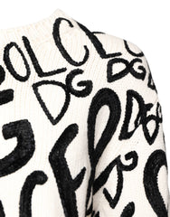 Dolce & Gabbana Damen Pullover Sweater mit weißem und schwarzem Logo-Print