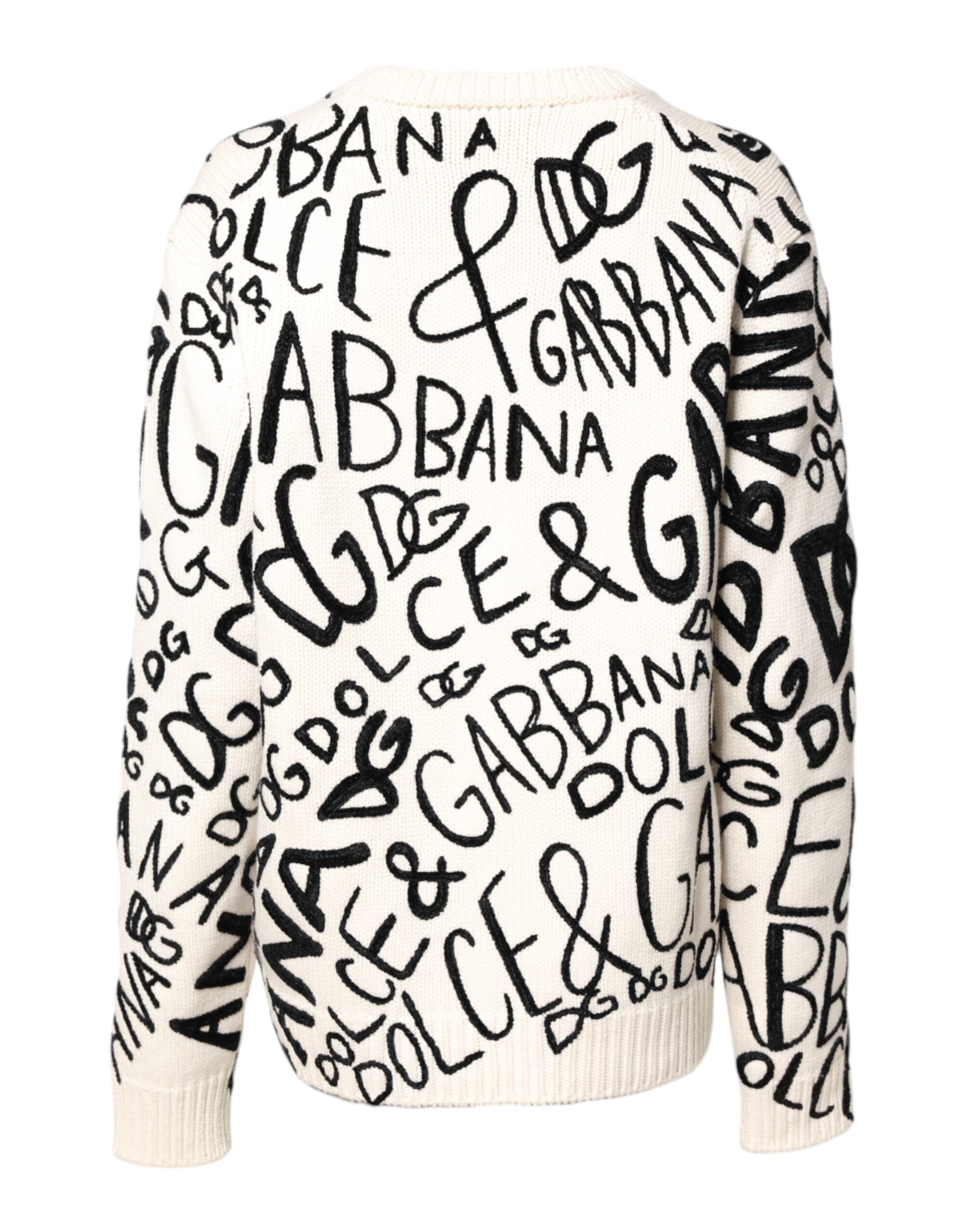 Dolce & Gabbana Damen Pullover Sweater mit weißem und schwarzem Logo-Print