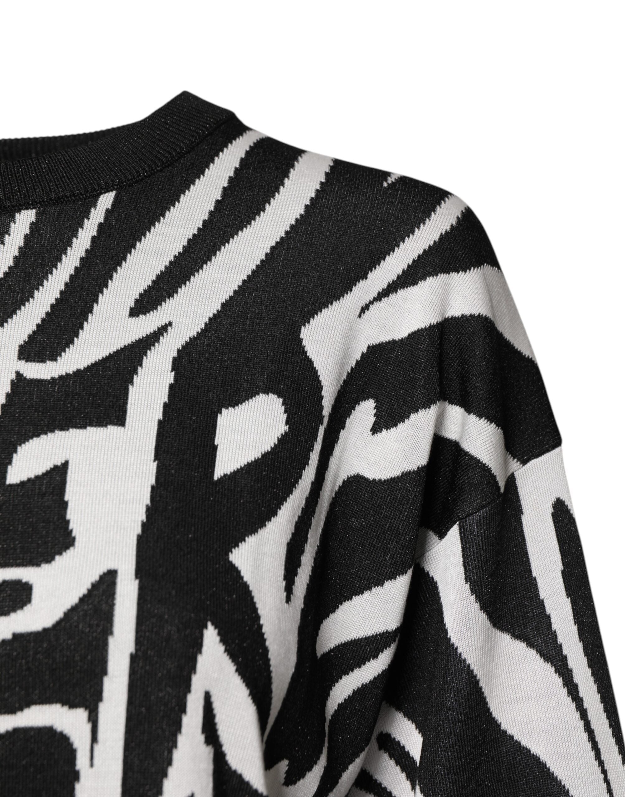 Dolce & Gabbana Zwart Wit Print Dames Pullover Trui