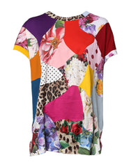 Dolce & Gabbana Mehrfarbige Patchwork-Bluse mit kurzen Ärmeln