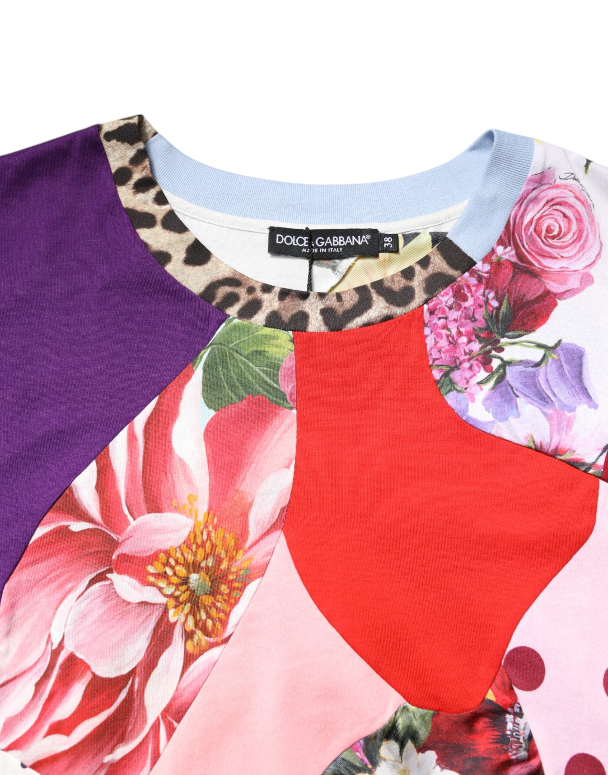 Dolce & Gabbana Mehrfarbige Patchwork-Bluse mit kurzen Ärmeln