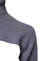 Dolce & Gabbana Grauer Wollstrick-Rollkragenpullover, bauchfreies Oberteil