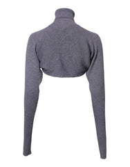 Dolce & Gabbana Grauer Wollstrick-Rollkragenpullover, bauchfreies Oberteil