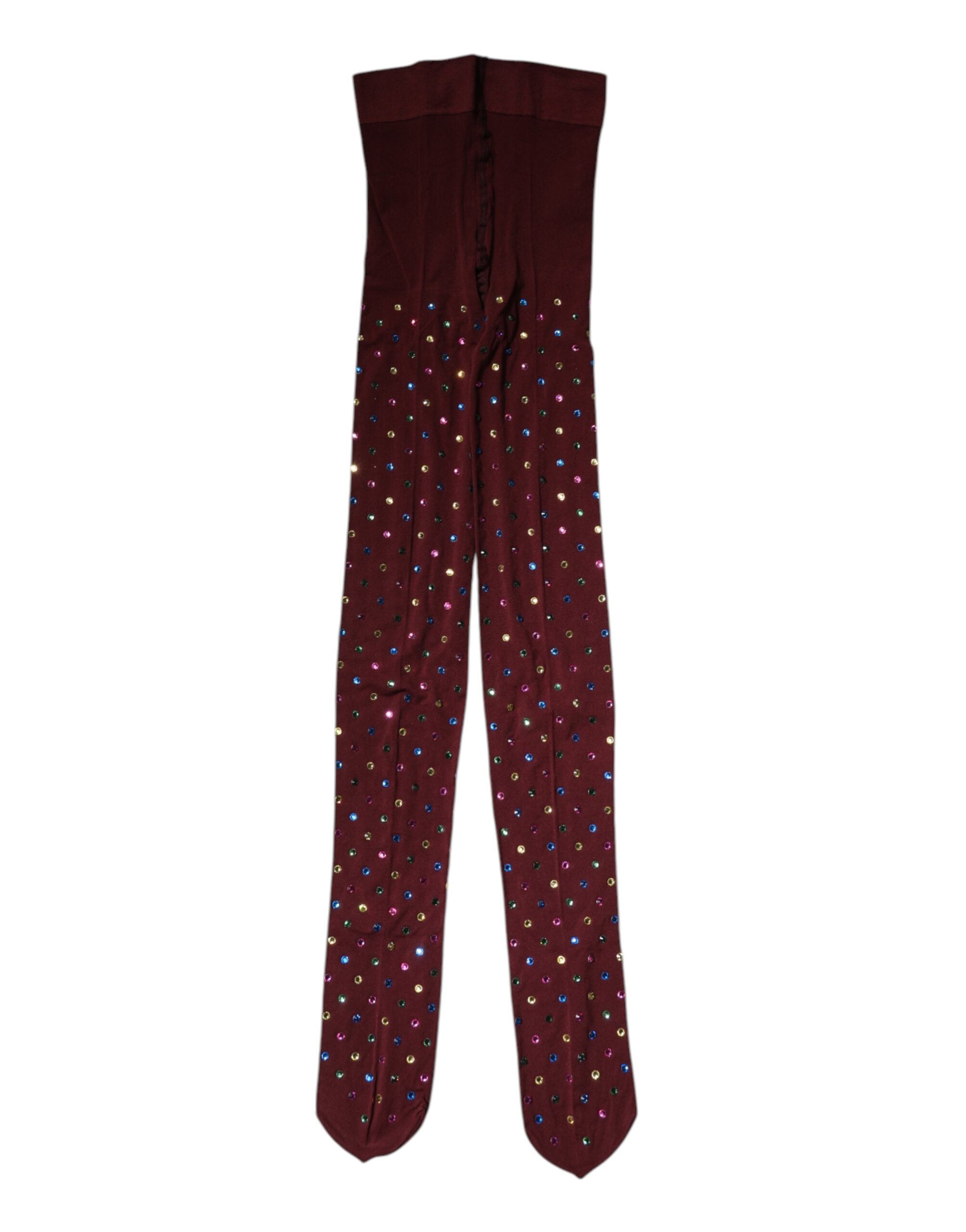 Dolce & Gabbana bordeauxrote Nylon-Strumpfhose mit Kristallverzierung