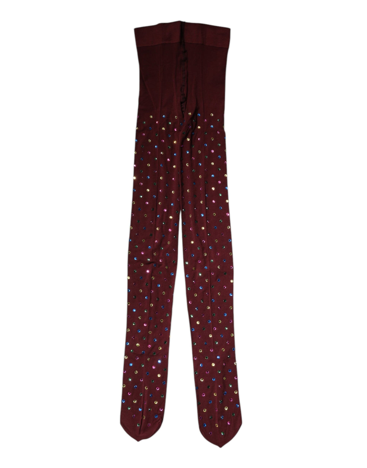 Dolce & Gabbana bordeauxrote Nylon-Strumpfhose mit Kristallverzierung