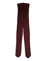Dolce & Gabbana bordeauxrote Nylon-Strumpfhose mit Kristallverzierung
