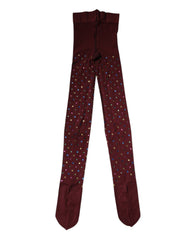 Dolce & Gabbana bordeauxrote Nylon-Strumpfhose mit Kristallverzierung