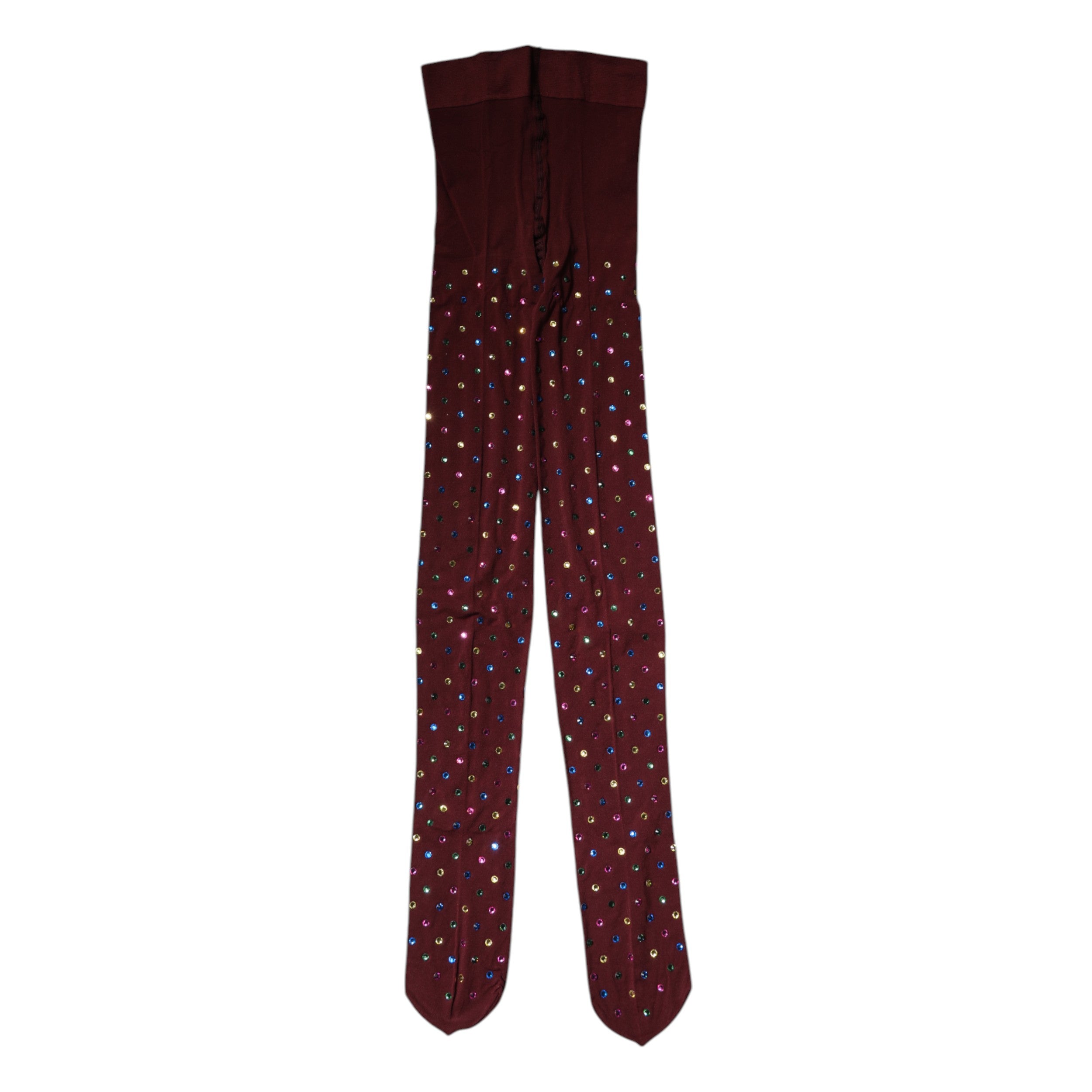 Dolce & Gabbana bordeauxrote Nylon-Strumpfhose mit Kristallverzierung