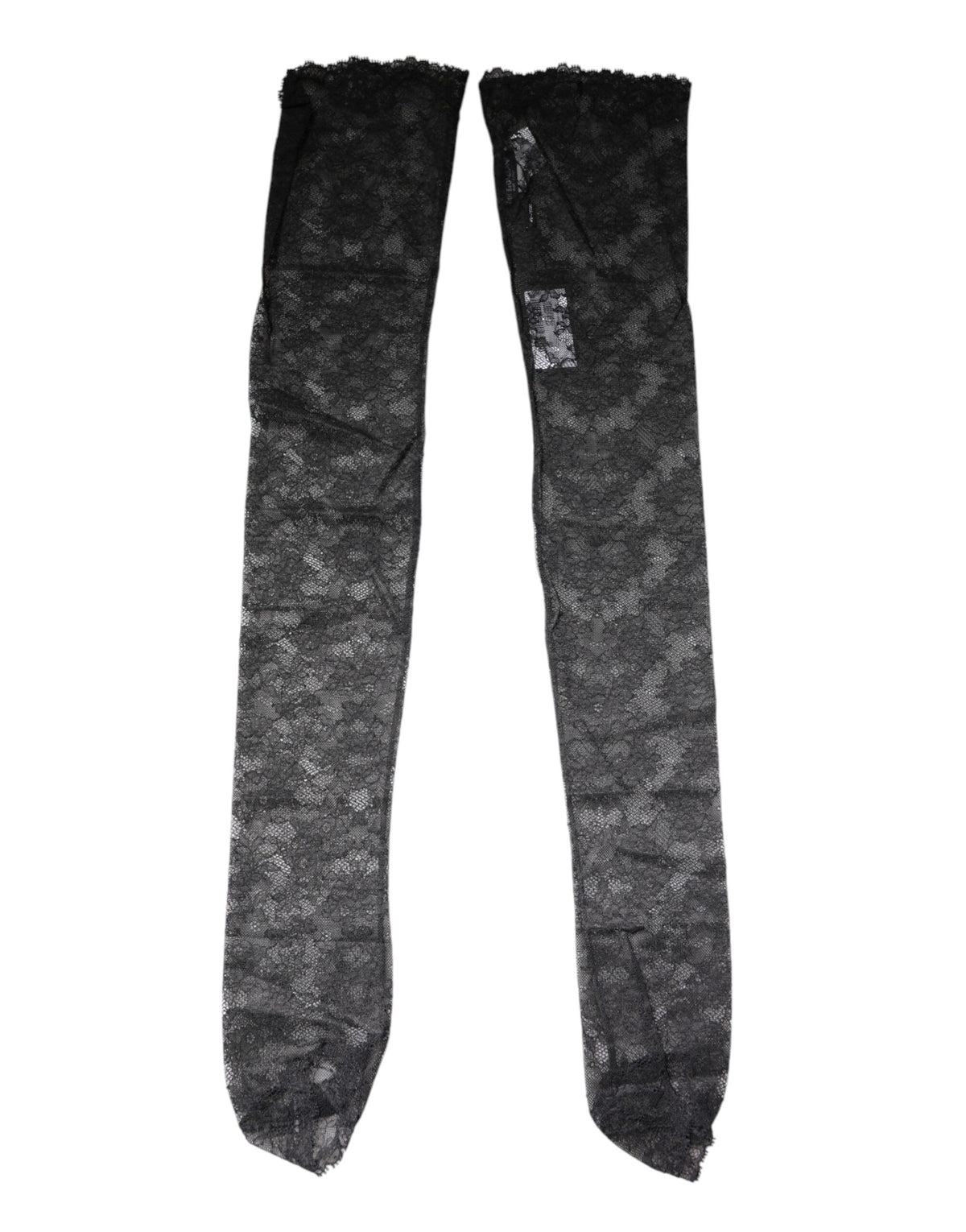 Dolce & Gabbana Schwarze florale Spitzenstrümpfe Socken aus Baumwollstretch