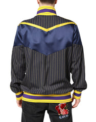 Dolce & Gabbana Schwarze gestreifte Logo-Bomberjacke mit durchgehendem Reißverschluss