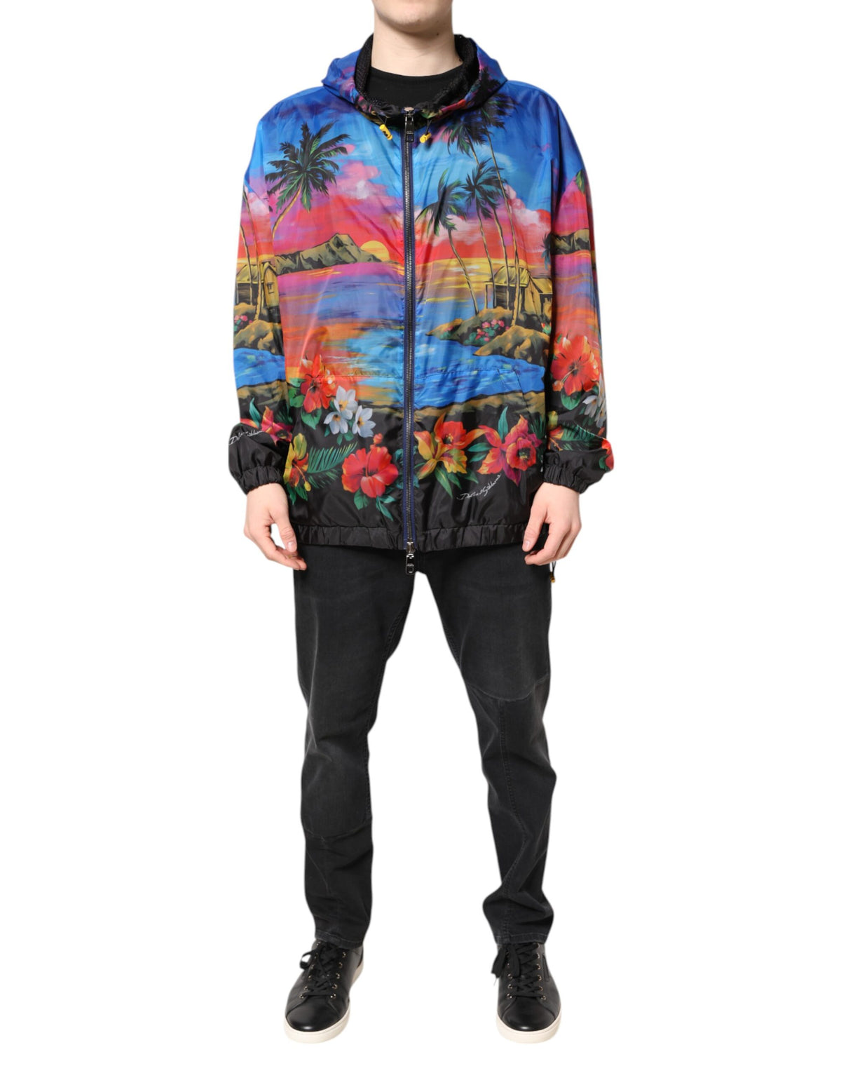 Dolce & Gabbana Windbreakerjacke mit Kapuze und mehrfarbigem Print