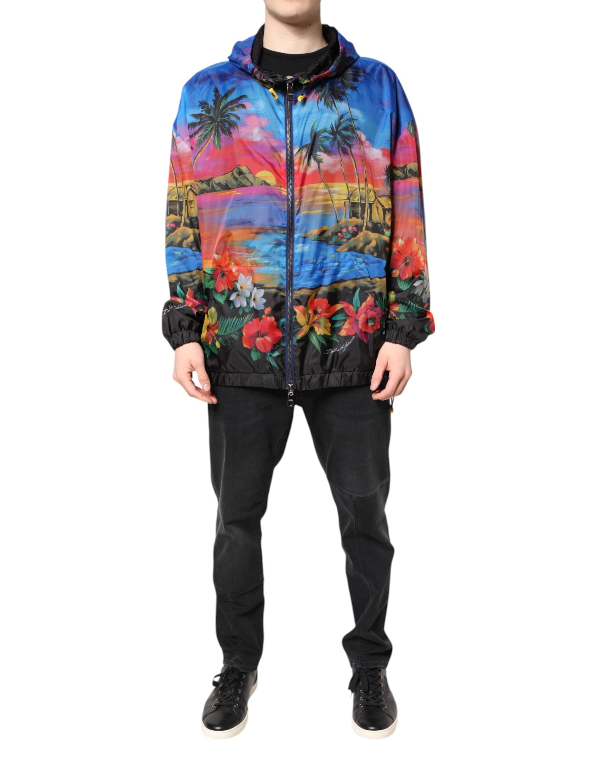 Dolce & Gabbana Windbreakerjacke mit Kapuze und mehrfarbigem Print