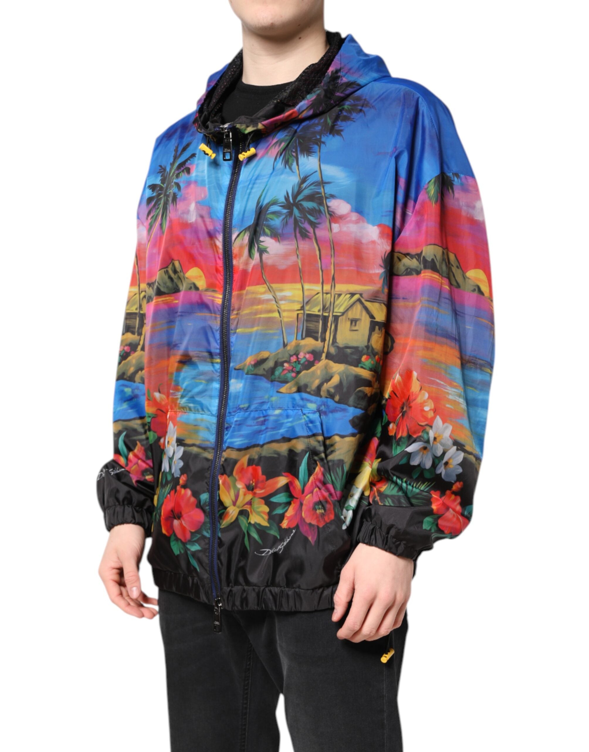Dolce & Gabbana Windbreakerjacke mit Kapuze und mehrfarbigem Print