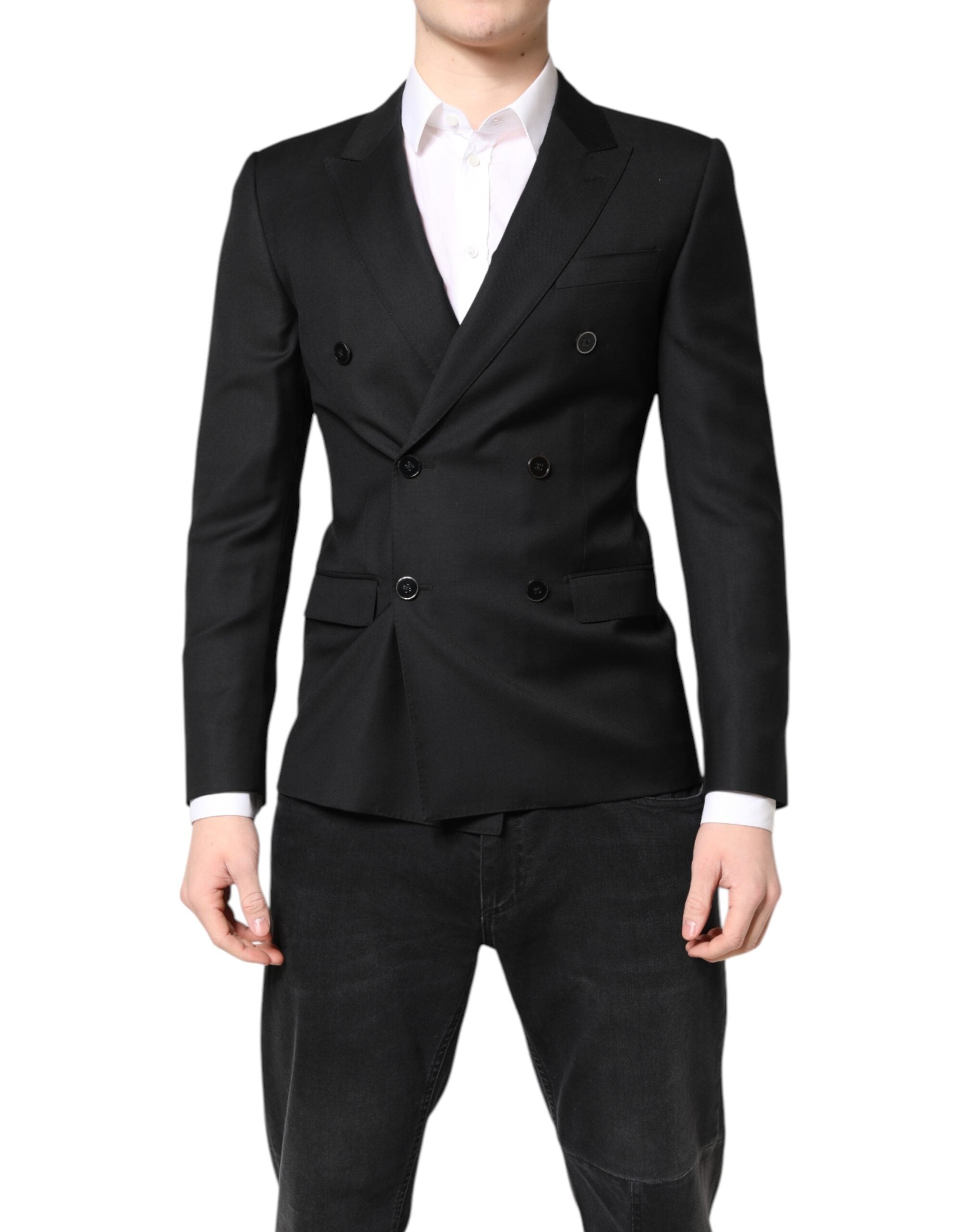 Dolce & Gabbana Schwarzer MARTINI Zweireiher-Mantel/Blazer