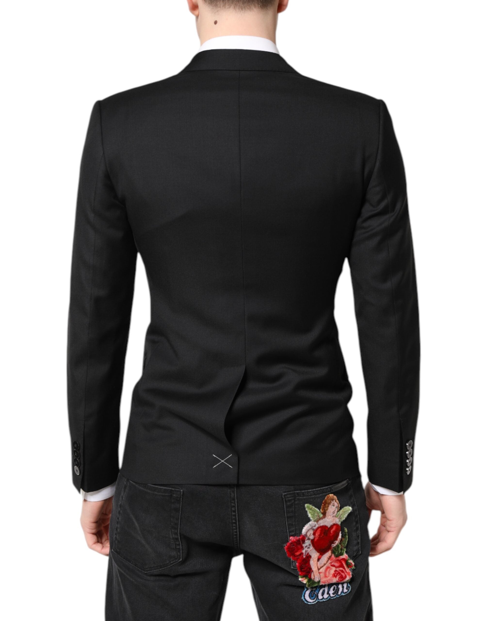 Dolce & Gabbana Schwarzer MARTINI Zweireiher-Mantel/Blazer