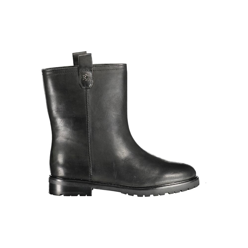 Ralph Lauren Damen Stiefelette aus schwarzem Leder