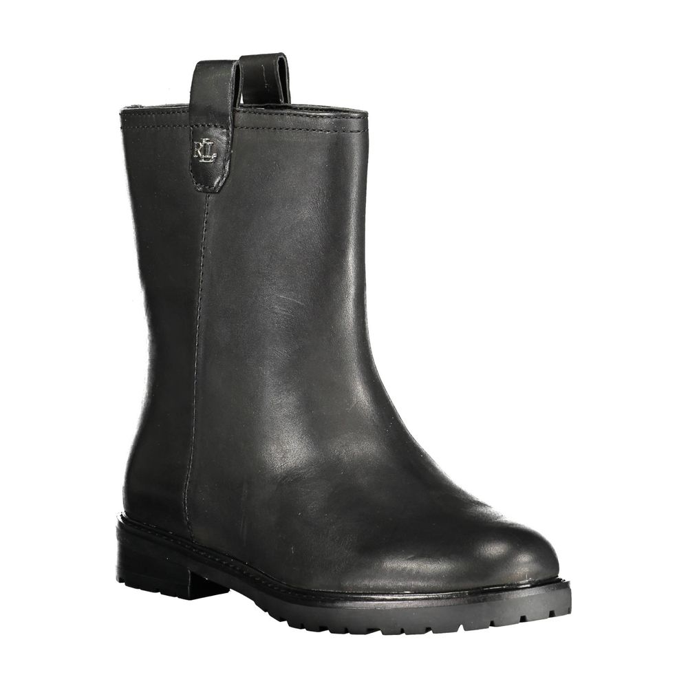 Ralph Lauren Damen Stiefelette aus schwarzem Leder