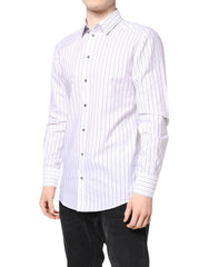 Dolce & Gabbana White Stripes Cotton GOLD Formal Dress Shirt