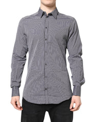 Dolce & Gabbana Black White Striped GOLD Formal Dress Shirt