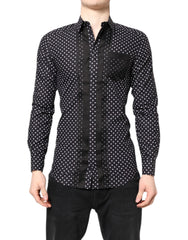 Dolce & Gabbana Zwart Polkadot Lange Mouwen Goud Formeel Overhemd