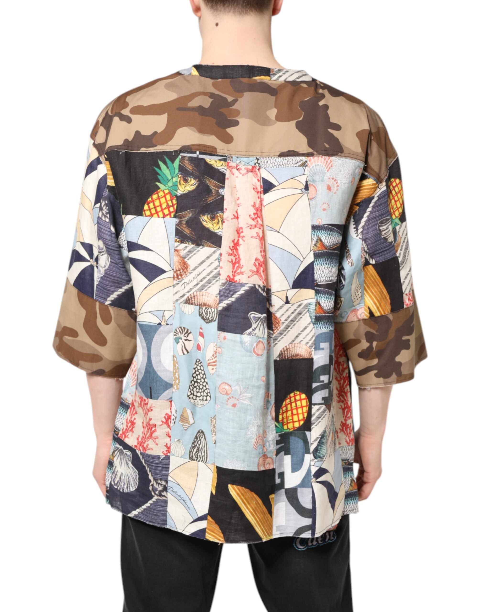 Dolce & Gabbana Buntes Patchwork Kurzarmhemd