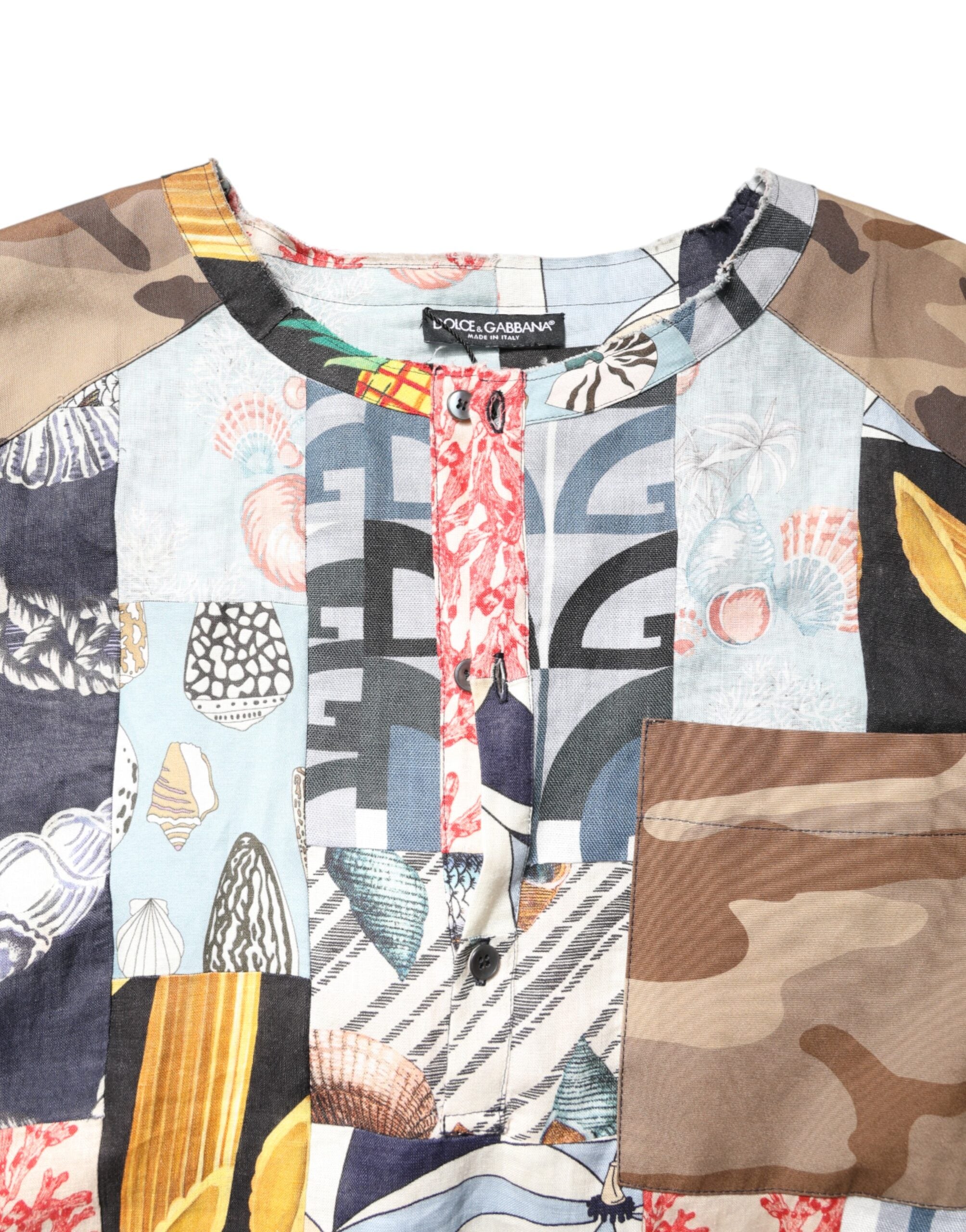 Dolce & Gabbana Buntes Patchwork Kurzarmhemd