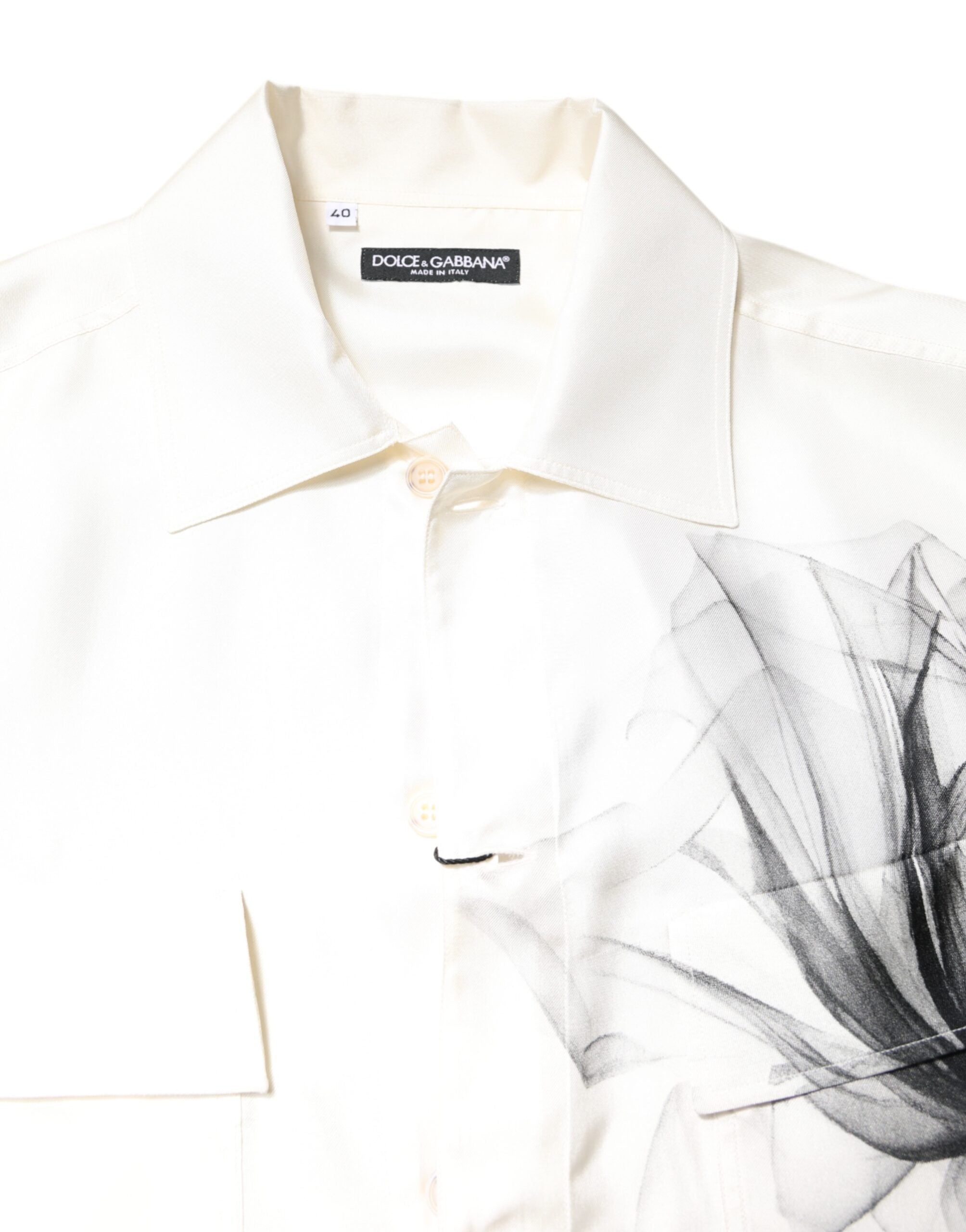 Dolce & Gabbana Elfenbeinseidenhemd Langarm Herren Freizeit