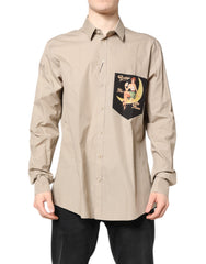 Dolce & Gabbana Beige Pin-up Print MARTINI Casualoverhemd voor Heren
