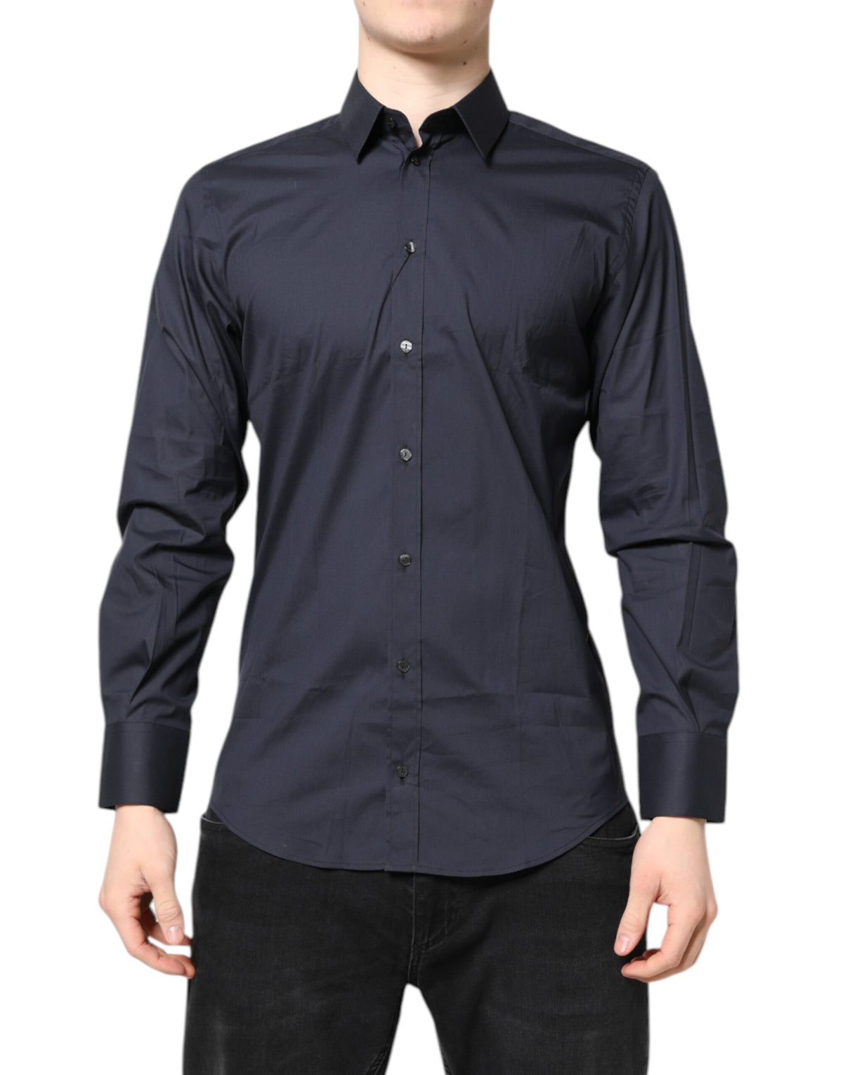 Dolce & Gabbana Dunkelblaues MARTINI Baumwoll-Abendhemd