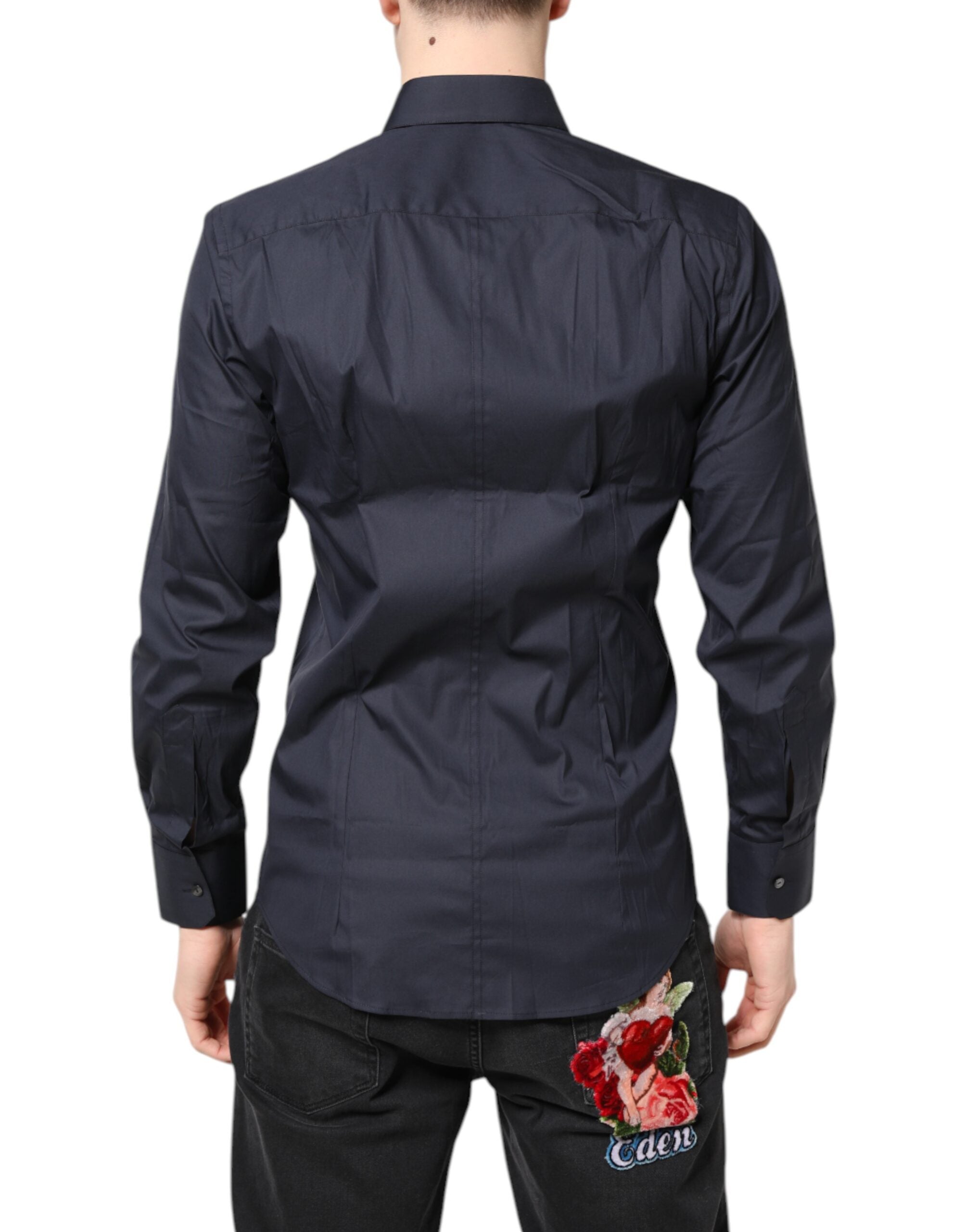 Dolce & Gabbana Dunkelblaues MARTINI Baumwoll-Abendhemd