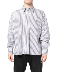 Dolce & Gabbana Weiß Schwarz Gestreiftes Button-Down Freizeit-Hemd