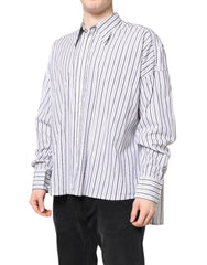 Dolce & Gabbana Weiß Schwarz Gestreiftes Button-Down Freizeit-Hemd