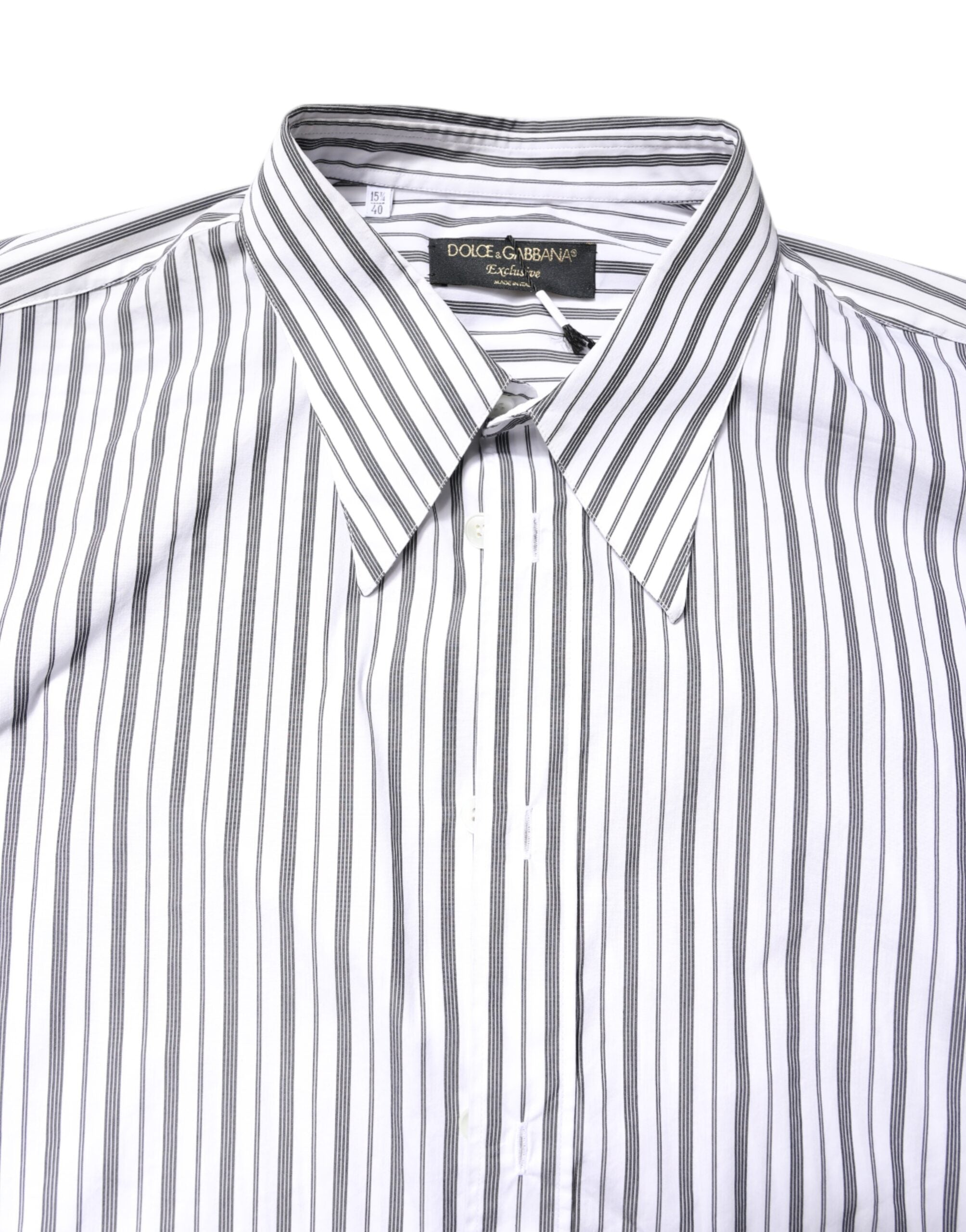 Dolce & Gabbana Weiß Schwarz Gestreiftes Button-Down Freizeit-Hemd