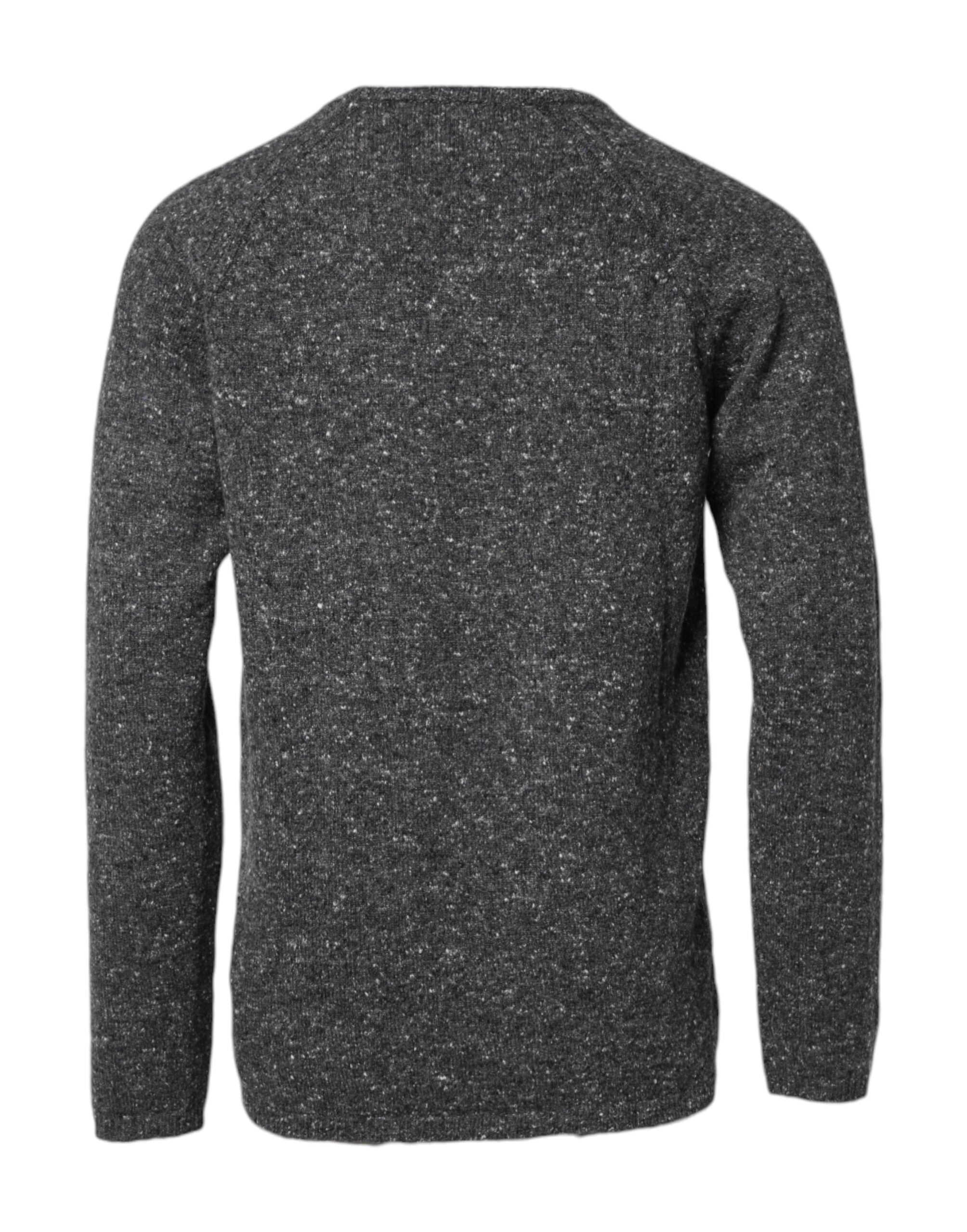 Dolce & Gabbana Grijs Wollen Gebreide Pullover met Ronde Hals