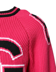 Dolce & Gabbana Rosa Baumwoll-Strickpullover mit Logo-Print